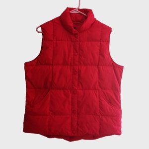 Lands' End Red Goosedown Puffer Jacket Vest Women Size M (10-12)